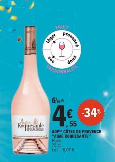 AOP CÔTES DE PROVENCE "AIMÉ ROQUESANTE" Rosé, 75 cl