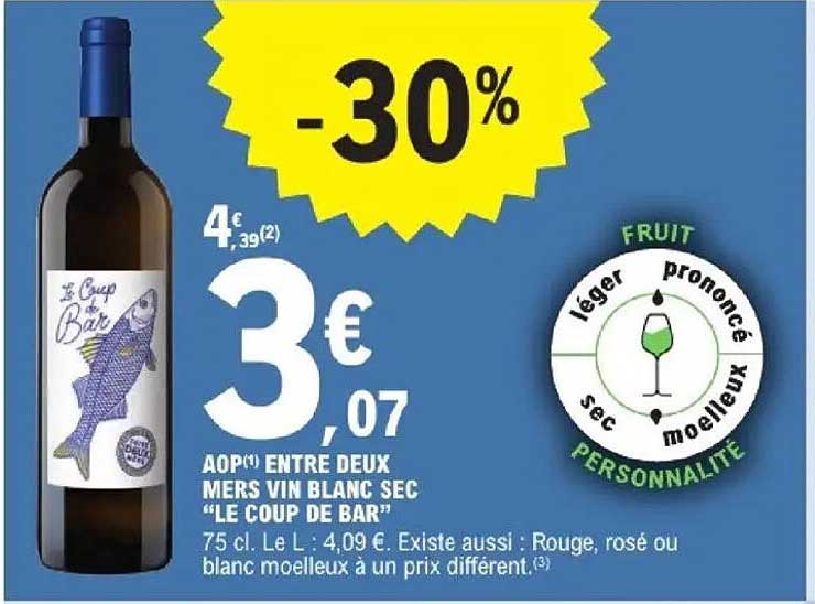 AOP(*) ENTRE DEUX MERS VIN BLANC SEC “LE COUP DE BAR”