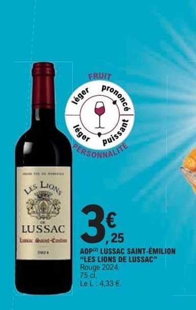 AOP LUSSAC SAINT-ÉMILION "LES LIONS DE LUSSAC" ROUGE 2024.