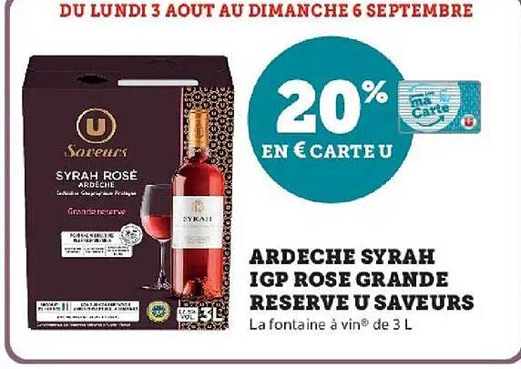 ARDECHE SYRAH IGP ROSE GRANDE RESERVE U SAVEURS