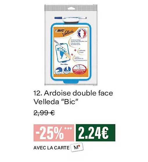 Ardoise double face Velleda “Bic”