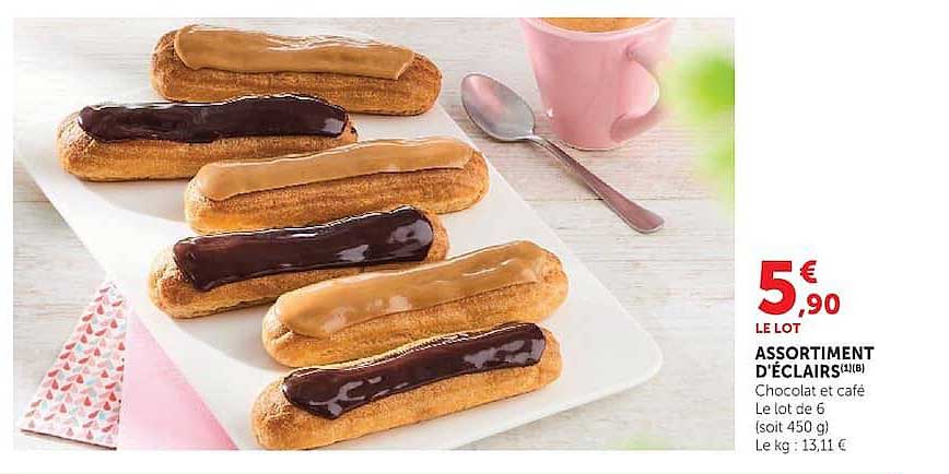 ASSORTIMENT D’ÉCLAIRS Chocolat et café Le lot de 6 (soit 450 g)