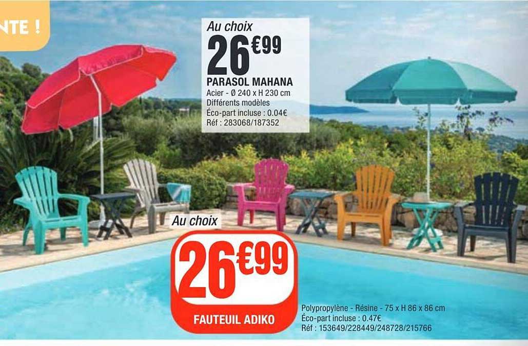 Au choix 26€99 PARASOL MAHANA