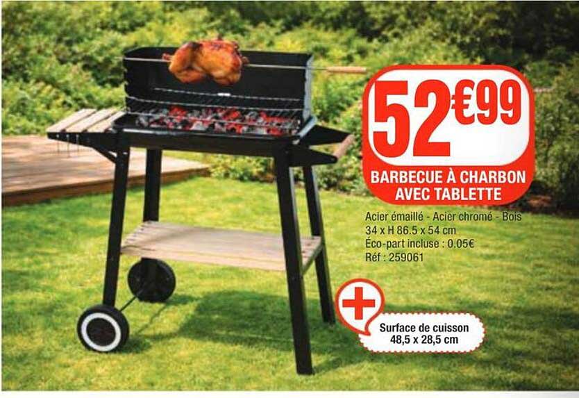 BARBECUE À CHARBON AVEC TABLETTE