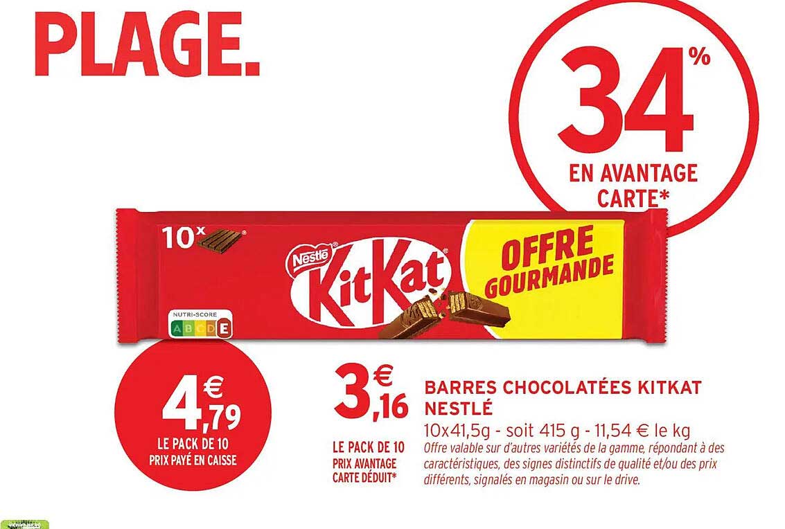BARRES CHOCOLATÉES KITKAT NESTLÉ