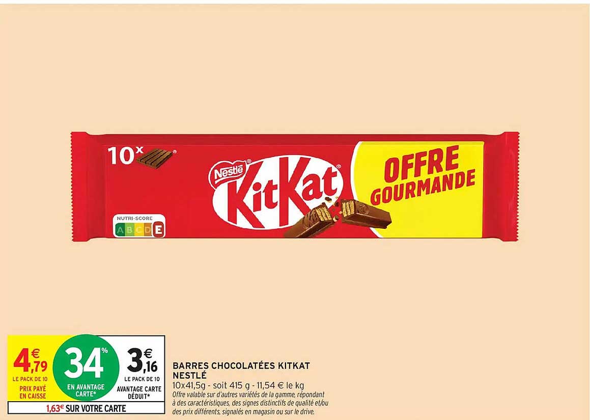 BARRES CHOCOLATÉES KITKAT NESTLÉ
