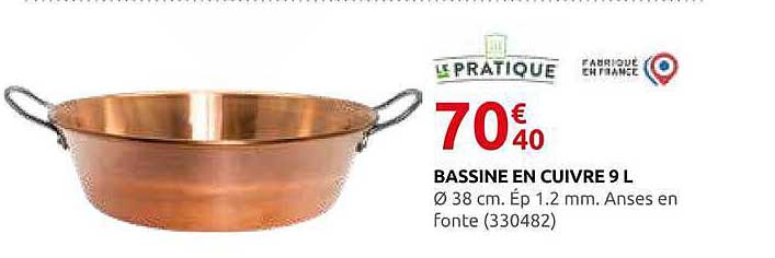 BASSINE EN CUIVRE 9 L