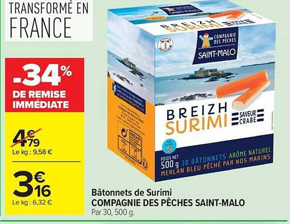 Bâtonnets de Surimi COMPAGNIE DES PÊCHES SAINT-MALO