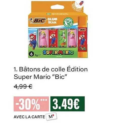 Bâtons de colle Édition Super Mario “Bic”