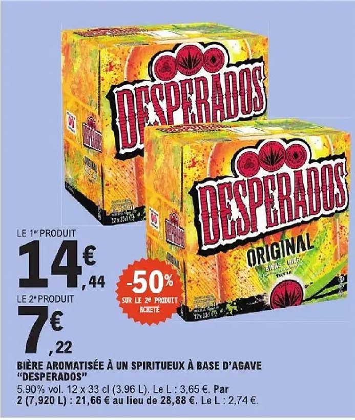BIÈRE AROMATISÉE À UN SPIRITUEUX À BASE D'AGAVE "DESPERADOS"