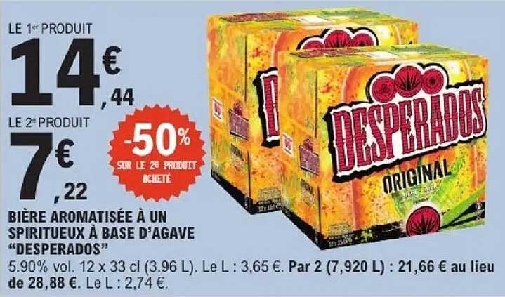 BIÈRE AROMATISÉE À UN SPIRITUEUX À BASE D'AGAVE "DESPERADOS"