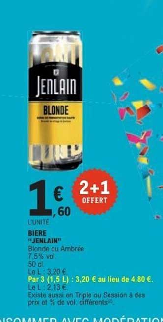 BIERE “JENLAIN” Blonde ou Ambrée 7,5% vol. 50 cl