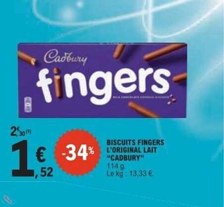 Biscuits Fingers l'Original lait Cadbury 114 g