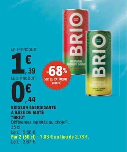 BOISSON ÉNERGISANTE À BASE DE MATÉ "BRIO"