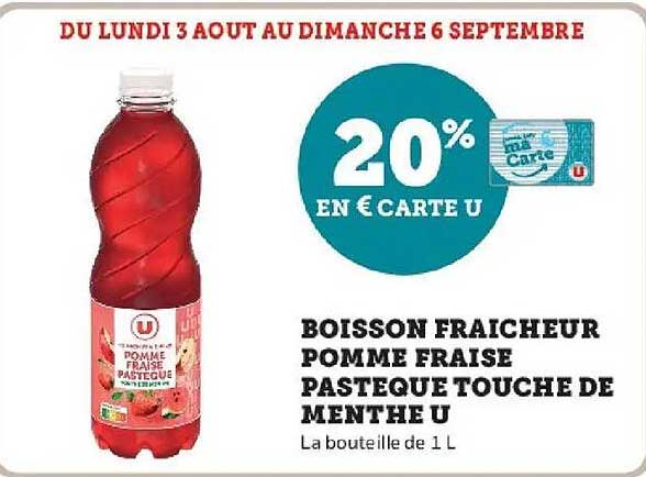 BOISSON FRAICHEUR POMME FRAISE PASTEQUE TOUCHE DE MENTHE U