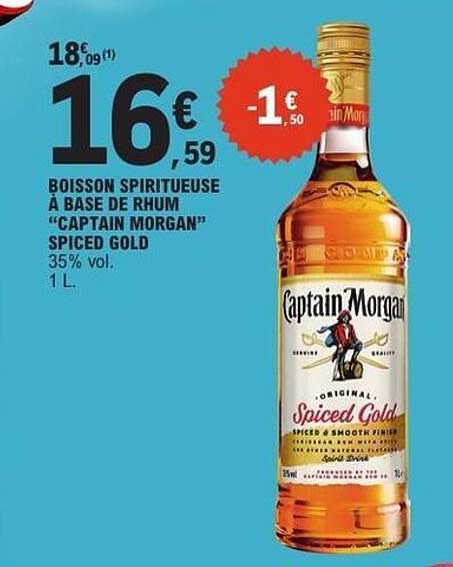 BOISSON SPIRITEUSE À BASE DE RHUM “CAPTAIN MORGAN” SPICED GOLD