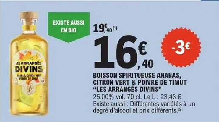 BOISSON SPIRITUEUSE ANANAS, CITRON VERT & POIVRE DE TIMUT “LES ARRANGÉS DIVINS”