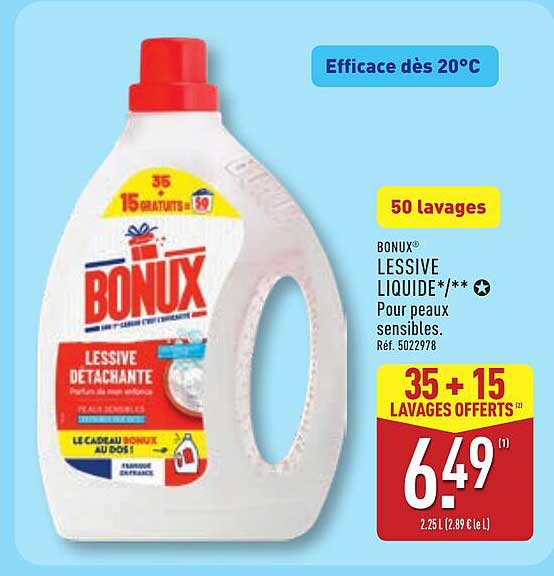 BONUX LESSIVE LIQUIDE/*/* Pour peaux sensibles. Réf. 5022978