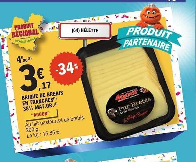 BRIQUE DE BREBIS EN TRANCHES 38% MAT.GR. (8) "AGOUR"