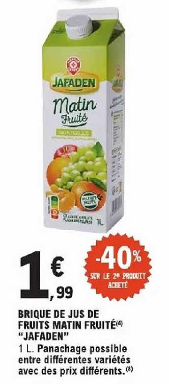 BRIQUE DE JUS DE FRUITS MATIN FRUITÉ “JAFADEN”