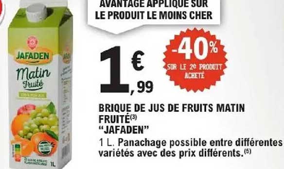BRIQUE DE JUS DE FRUITS MATIN FRUITÉ(3) "JAFADEN"