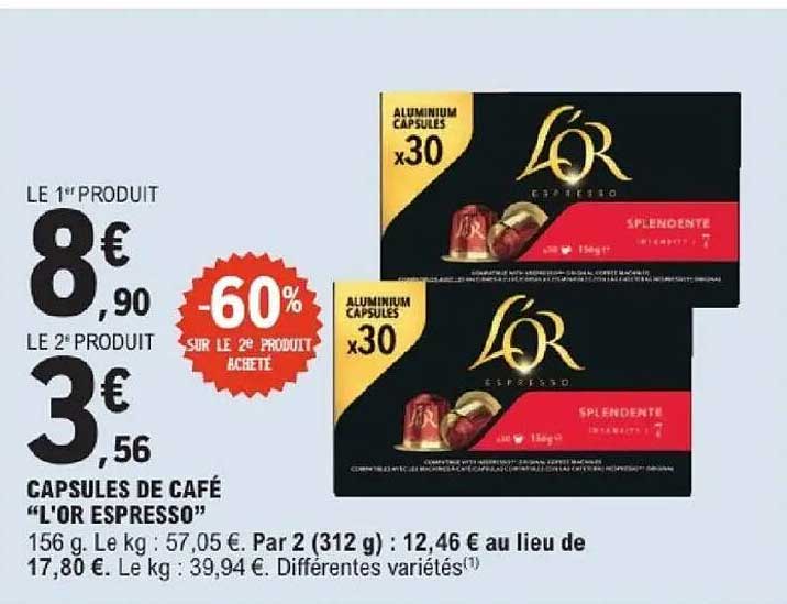 CAPSULES DE CAFÉ "L'OR ESPRESSO"