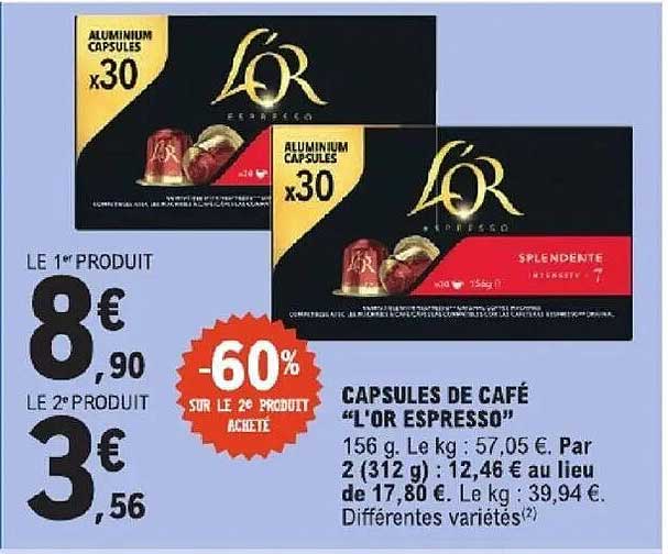 CAPSULES DE CAFÉ “L’OR ESPRESSO”