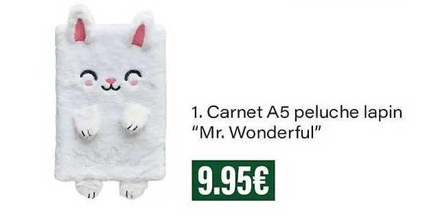 Carnet A5 peluche lapin “Mr. Wonderful”