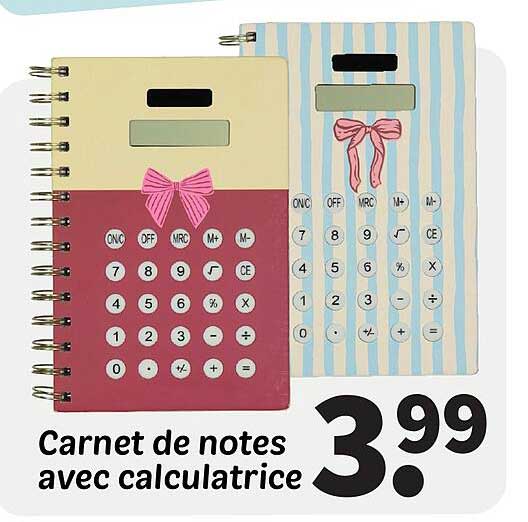 Carnet de notes avec calculatrice