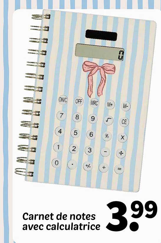 Carnet de notes avec calculatrice