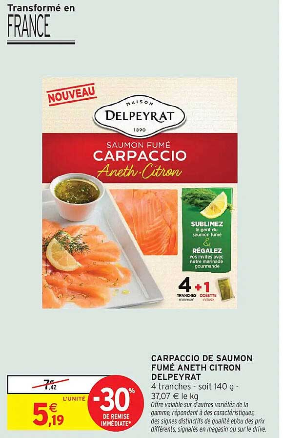 CARPACCIO DE SAUMON FUMÉ ANETH CITRON DELPEYRAT