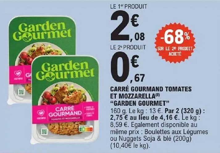 CARRÉ GOURMAND TOMATES ET MOZARELLA® "GARDEN GOURMET"