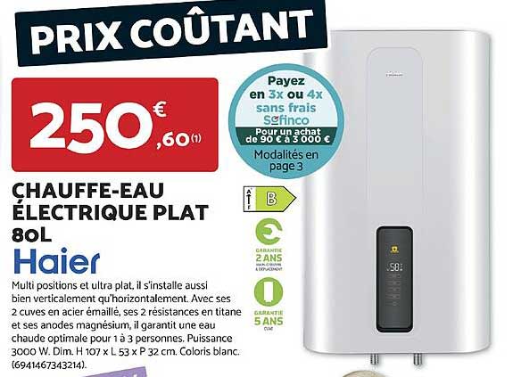 CHAUFFE-EAU ÉLECTRIQUE PLAT 80L Haier