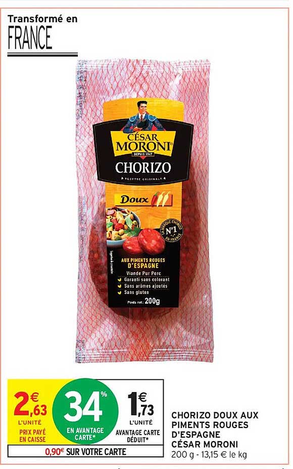 CHORIZO DOUX AUX PIMENTS ROUGES D'ESPAGNE CÉSAR MORONI