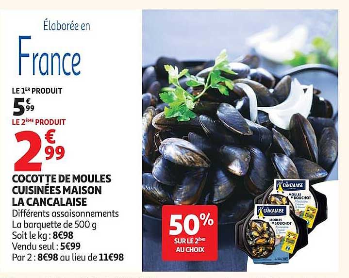 Cocotte de moules cuisinées maison La Cancalaise