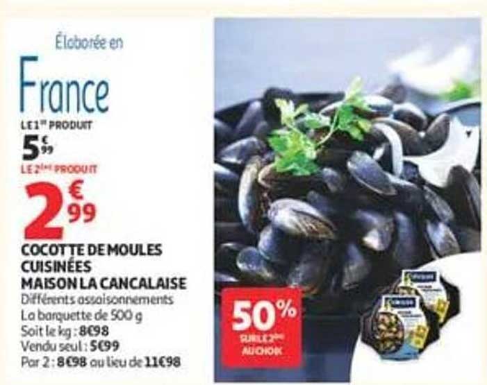 Cocotte de moules cuisinées maison la cancalaise