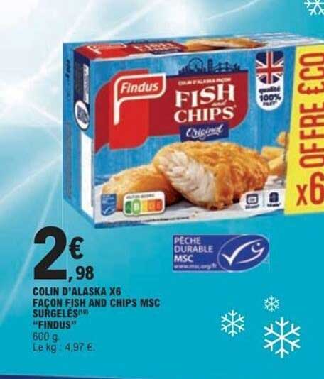COLIN D'ALASKA X6 FACON FISH AND CHIPS MSC SURGELES" FINDUS"