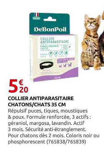 COLLIER ANTIPARASITAIRE CHATONS/CHATS 35 CM