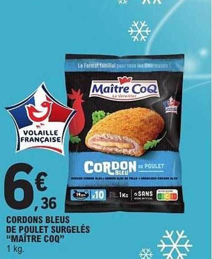 CORDONS BLEUS DE POULET SURGELÉS “MAÎTRE COQ”