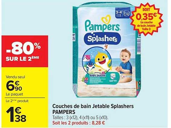 Couches de bain Jetable Splashers PAMPERS