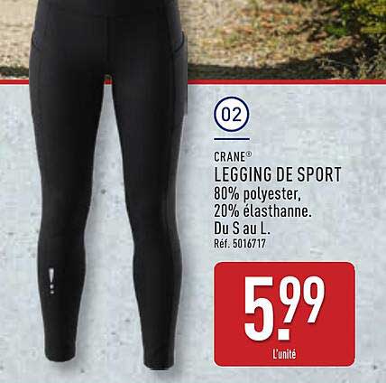 CRANE® LEGGING DE SPORT 80% polyester, 20% élasthanne. Du S au L. Réf. 5016717