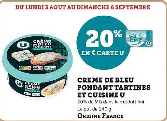 CREME DE BLEU FONDANT TARTINES ET CUISINE U