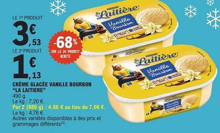 CRÈME GLACÉE VANILLE BOURBON "LA LAITIERE"