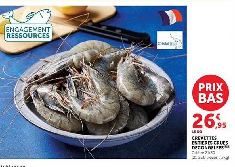 CREVETTES ENTIÈRES CRUES DÉCONGELÉES
