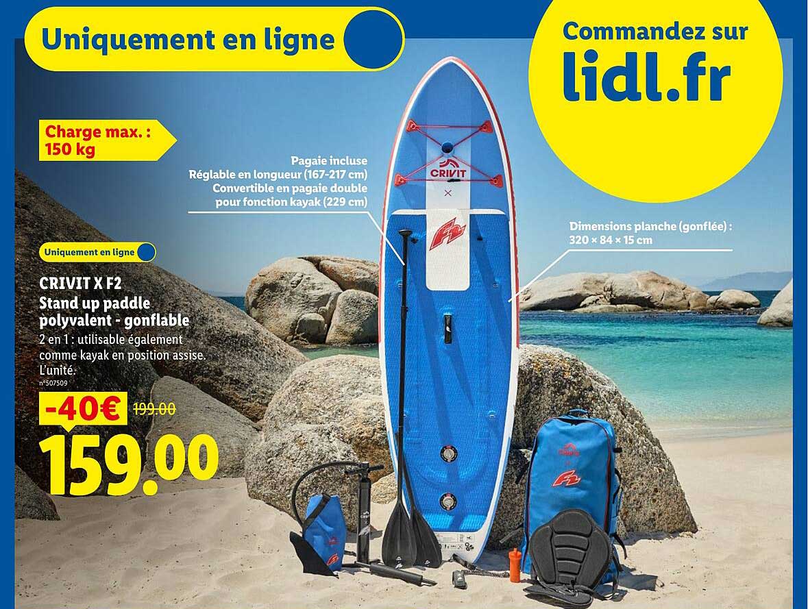 CRIVIT X F2 Stand up paddle polyvalent - gonflable