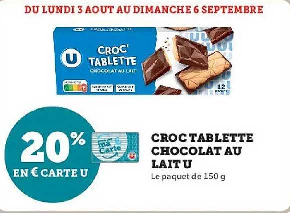 CROC TABLETTE CHOCOLAT AU LAIT U