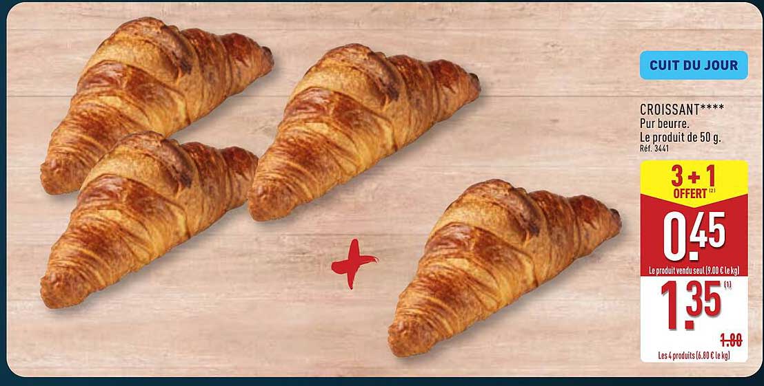 CROISSANT**** Pur beurre. Le produit de 50 g.
