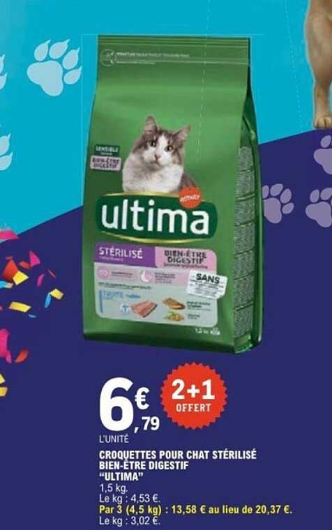 CROQUETTES POUR CHAT STÉRILISÉ BIEN-ÊTRE DIGESTIF "ULTIMA"