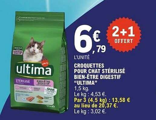 CROQUETTES POUR CHAT STÉRILISÉ BIEN-ÊTRE DIGESTIF “ULTIMA”