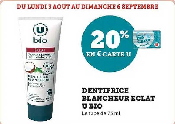 DENTIFRICE BLANCHEUR ECLAT U BIO